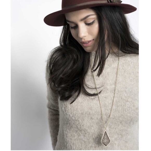 Kendra Scott AIDEN Necklace Gold Silver Filigree Long Chain Two Tone Metal Boho - Picture 3 of 14